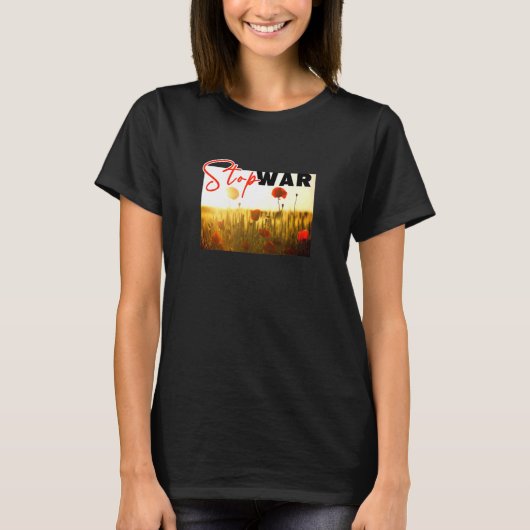 Stop oorlog met papaver t-shirt (Voorkant)