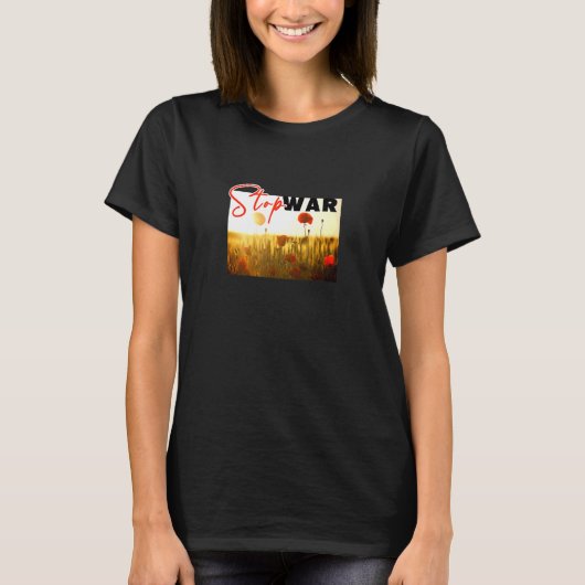 Stop oorlog met papaver t-shirt (Voorkant)
