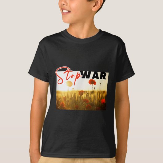 Stop oorlog met papaver t-shirt (Voorkant)