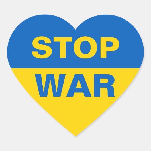 Stop oorlog Oekraïne Hart Sticker (Voorkant)