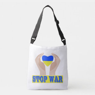 Stop oorlog Oekraïnse vlag in handen Crossbody Tas