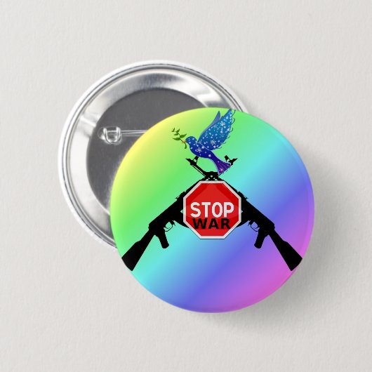 Stop oorlog ronde button 5,7 cm (Voorkant /achterkant)