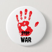 Stop oorlog ronde button 7,6 cm (Voorkant)