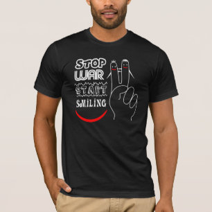 Stop Oorlog Start Glimlachen Vredesteken Grappige T-shirt