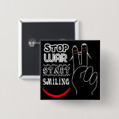 Stop Oorlog Start Lachend Vredesteken Grappige Tek Vierkante Button 5,1 Cm (Voorkant /achterkant)