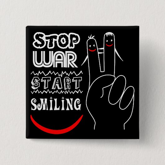 Stop Oorlog Start Lachend Vredesteken Grappige Tek Vierkante Button 5,1 Cm (Voorkant)