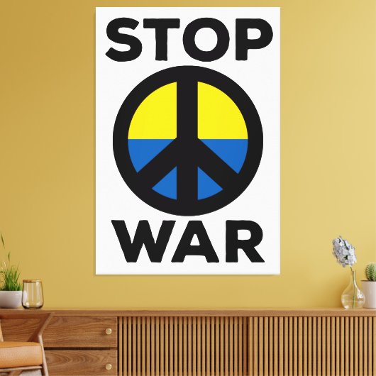 Stop oorlogsvlag Oekraïne Canvas Print (Insitu (Woonkamer))