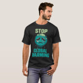 Stop opwarming van de aarde Klimaatbescherming nat T-shirt (Voorkant volledig)