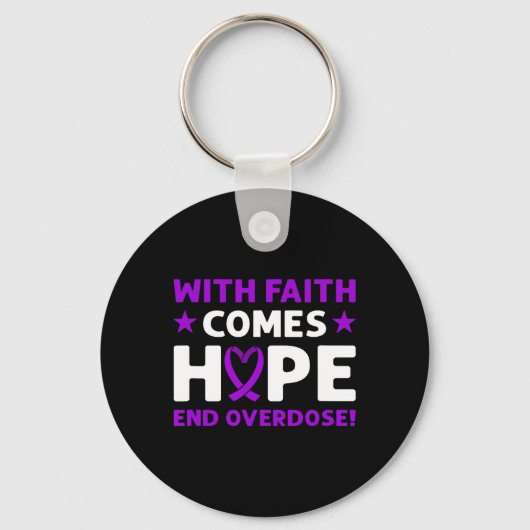 Stop Overdosis! Paarse Lint. Overdosis Bewustzijn Sleutelhanger (Voorkant)