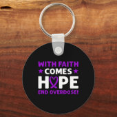 Stop Overdosis! Paarse Lint. Overdosis Bewustzijn Sleutelhanger (Voorkant)