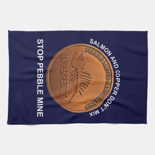 Stop Pebble Mine - Pebble Mine Penny Theedoek (Horizontaal)