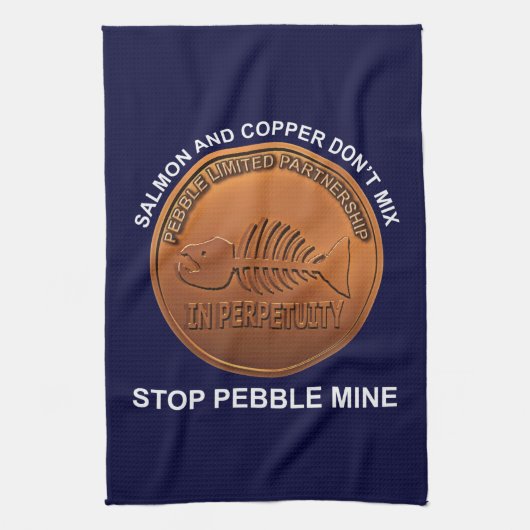 Stop Pebble Mine - Pebble Mine Penny Theedoek (Verticaal)