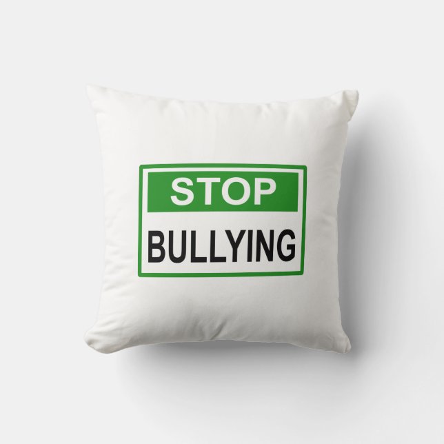 Stop pesten bord groen kussen (Voorkant)