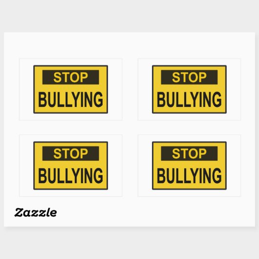 Stop pesten Geel Rechthoekige Sticker (Vel)