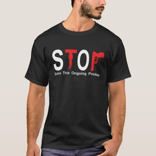 STOP: Pistool- en kindercriminaliteit T-shirt (Voorkant)
