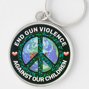 Stop Pistool geweld tegen onze kinderen. Car Magne Sleutelhanger