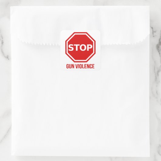 Stop Pistool Geweld Vierkante Sticker (Tas)