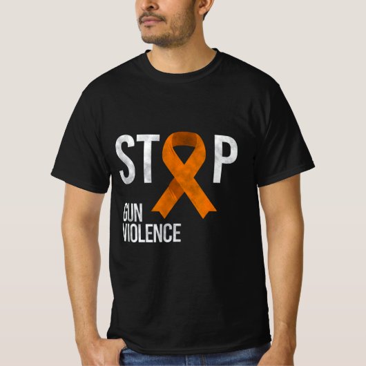Stop Pistool Violence Oranje Ribbon for Awareness T-shirt (Voorkant)