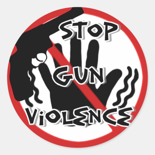 Stop Pistool Violence_Sticker Ronde Sticker (Voorkant)