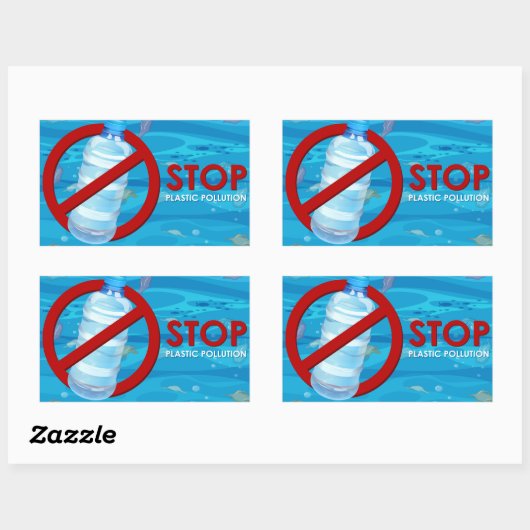 Stop plasticvervuiling rechthoekige sticker (Vel)
