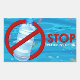 Stop plasticvervuiling rechthoekige sticker