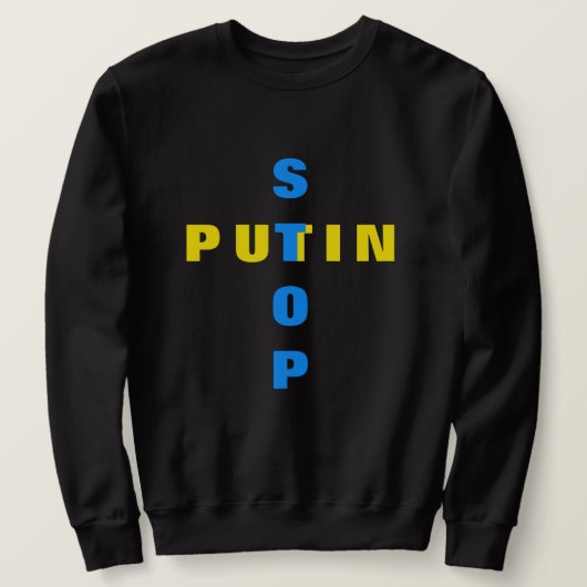 Stop Poetin met de oorlog T-shirt Oekraïense vlag  (Design voorkant)