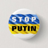 Stop Poetin Stop oorlog Oekraïense vlag Button Vri (Voorkant)