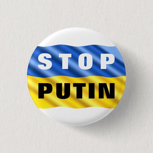 Stop Poetin Stop oorlog Oekraïense vlag Button Vri (Voorkant)