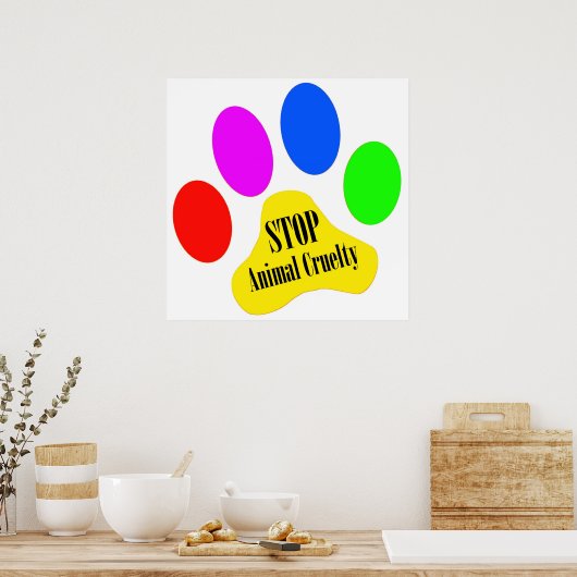 Stop Poster tegen dierenmishandeling (Keuken)