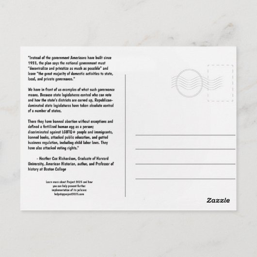 Stop Project 2025 Briefkaart (Achterkant)