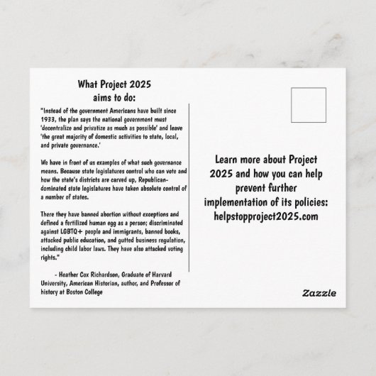 Stop Project 2025 Briefkaart (Achterkant)