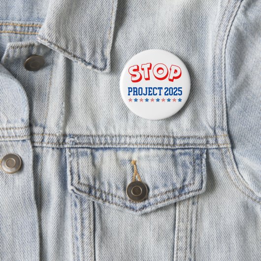 Stop Project 2025 Button Stem Blauw Anti-Trump USA (In situ)
