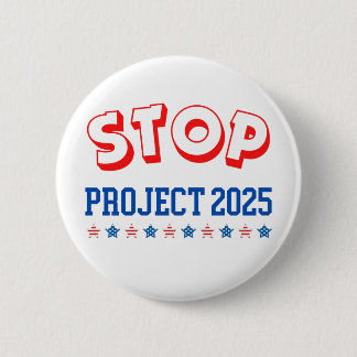 Stop Project 2025 Button Stem Blauw Anti-Trump USA
