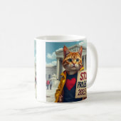 Stop Project 2025 Cat Protester AI Art Koffiemok (Voorkant rechts)