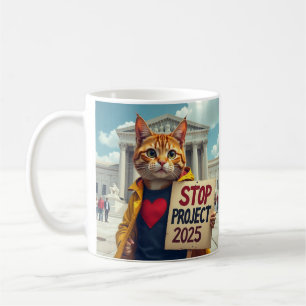 Stop Project 2025 Cat Protester AI Art Koffiemok
