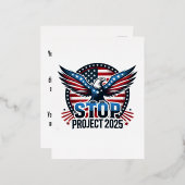 STOP Project 2025 - Defend Democracy - Vote Blue Folie Feestdagen Briefkaart (Voorkant / Achterkant)