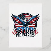 STOP Project 2025 - Defend Democracy - Vote Blue Folie Feestdagen Briefkaart (Voorkant)