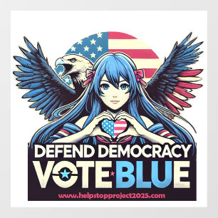 STOP Project 2025 Defend Democracy Vote Blue Raamsticker