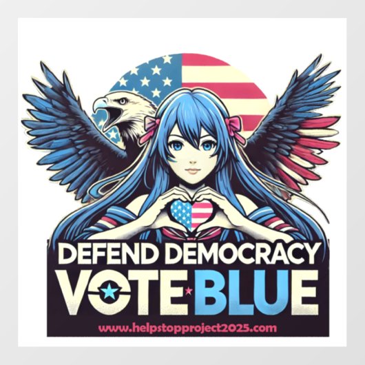 STOP Project 2025 Defend Democracy Vote Blue Raamsticker (Vel)