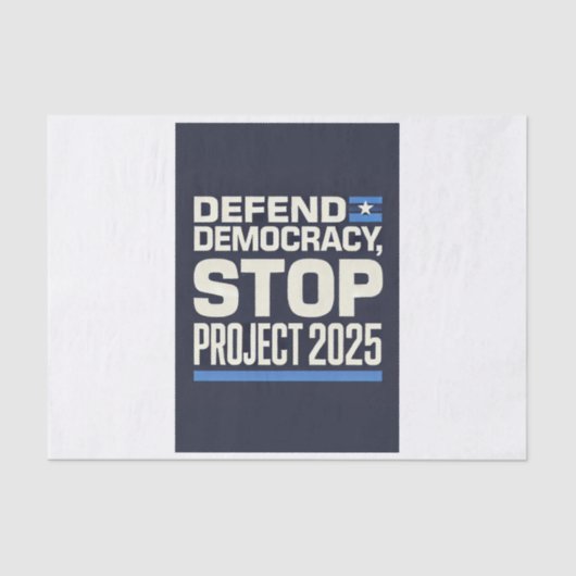 STOP Project 2025 - Defend Democracy - Vote Blue Tissuepapier (Voorkant)