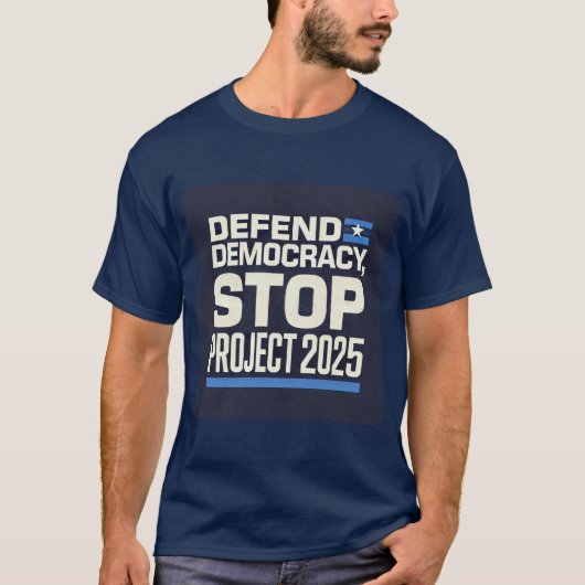 STOP Project 2025 Democratie verdedigen T-shirt (Voorkant)