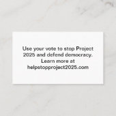 STOP Project 2025 - Democratie verdedigen Visitekaartje (Achterkant)