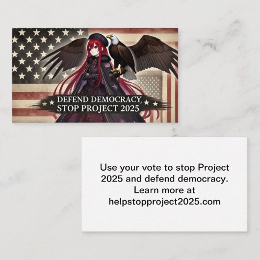 STOP Project 2025 - Democratie verdedigen Visitekaartje (Voorkant / Achterkant)