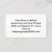 Stop Project 2025 en Agenda 47 Visitekaartje (Achterkant)