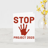 Stop Project 2025 Horror Design met Handprint Act Kaart (Gele Bloem)