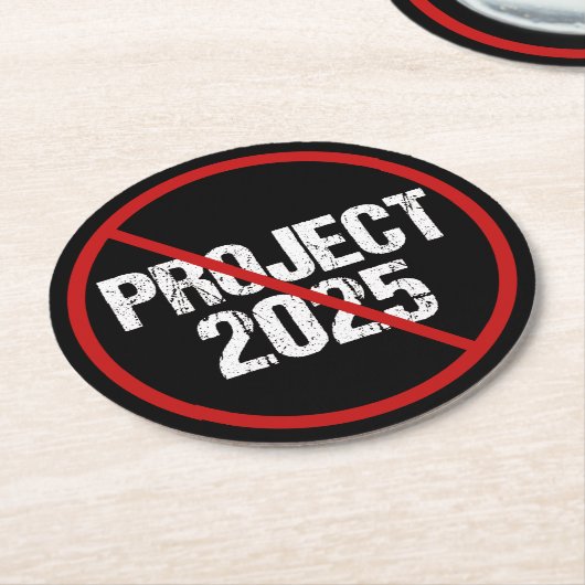 Stop Project 2025 Politiek Ronde Kartonnen Onderzetter (Gebogen)
