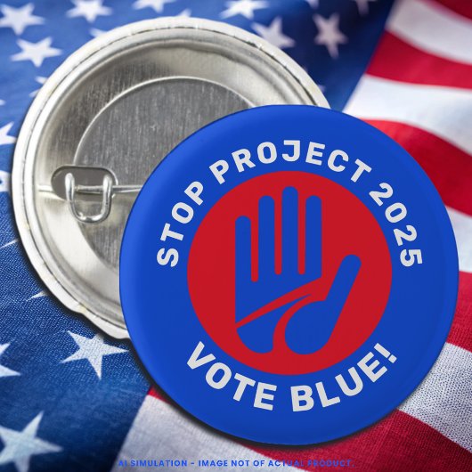 Stop Project 2025 Stem Blauw Kamala Harris/Tim Wal Ronde Button 3,2 Cm