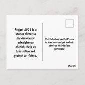 STOP Project 2025 - Stem Blauw - Verdedig Democrat Briefkaart (Achterkant)