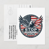 STOP Project 2025 - Stem Blauw - Verdedig Democrat Briefkaart (Voorkant / Achterkant)