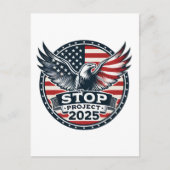 STOP Project 2025 - Stem Blauw - Verdedig Democrat Briefkaart (Voorkant)